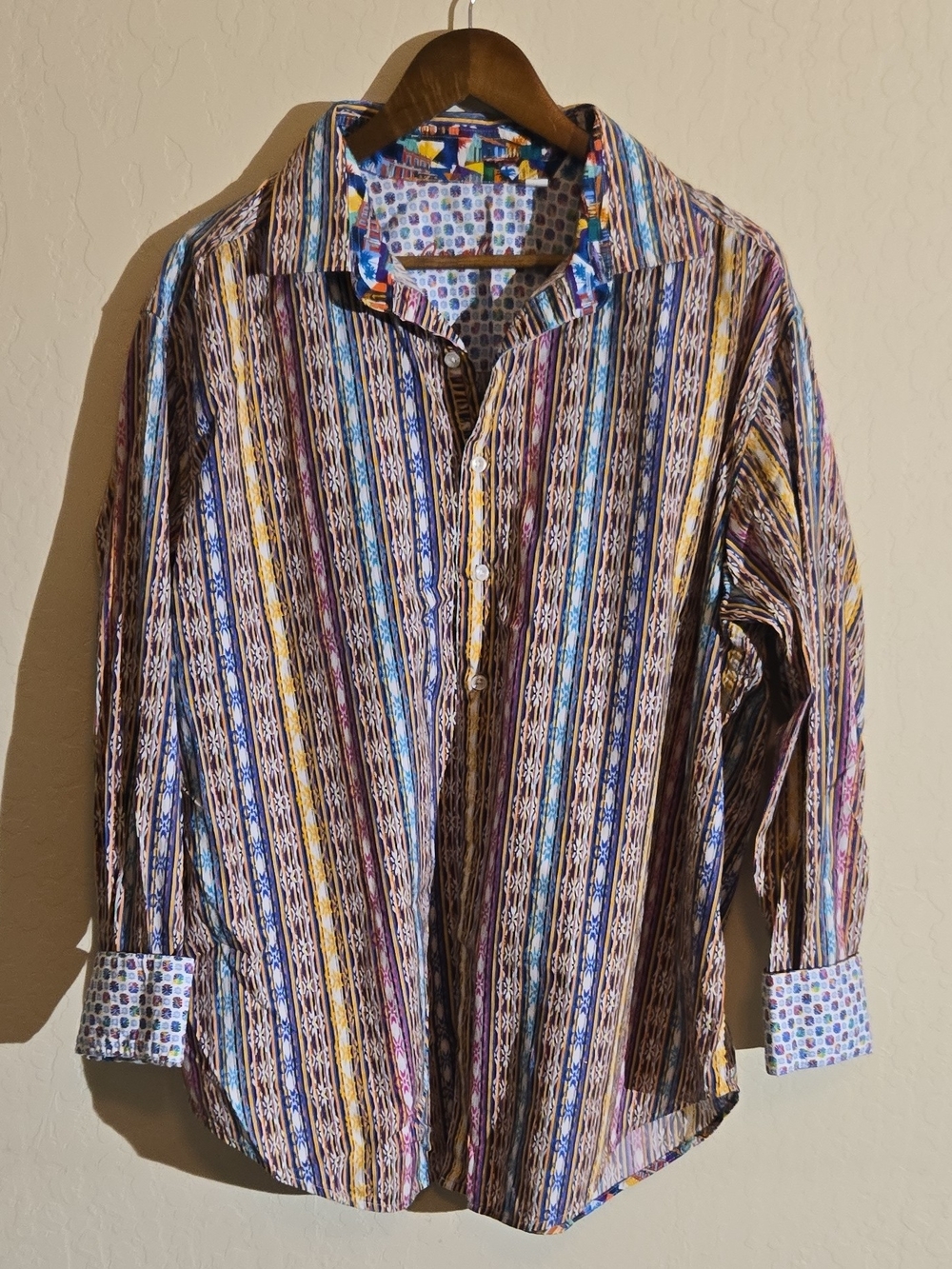Men's Multicolor Striped Button-Up Shirt - Casual Long Sleeve